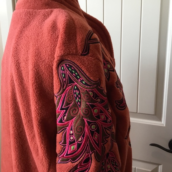 Bob Mackie Wearable Art rust fleece button down jacket/coat NWT - Picture 5 of 8